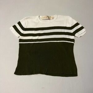 5/ $25 Marcasiano White Green stripped short sleeve sweater L